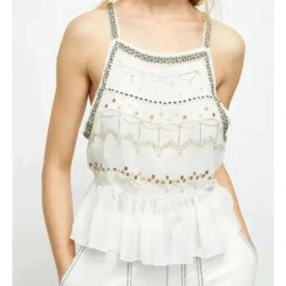 Free People Top Women’s Small Camille Embroidered Tank - Picture 3 of 8